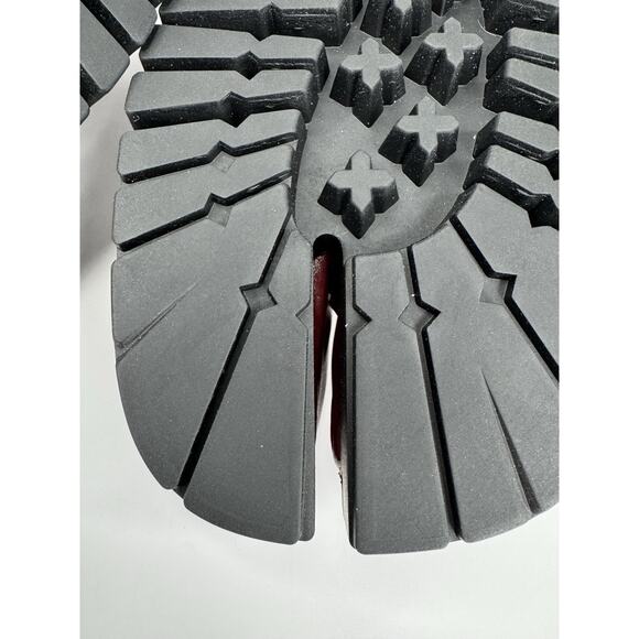 Women’s Patent Tabi Split Toe Loafers Burgundy Chunky Lug Sole Size 38 7.5 NWOB - Picture 11 of 12